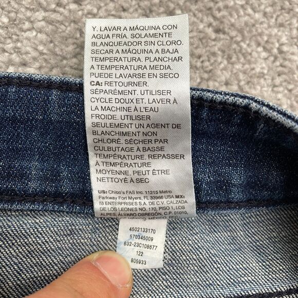 Chico's So Slimming Girlfriend Slim Leg Crop Denim Jeans Womens 16P Blue 40x24 - Picture 10 of 16